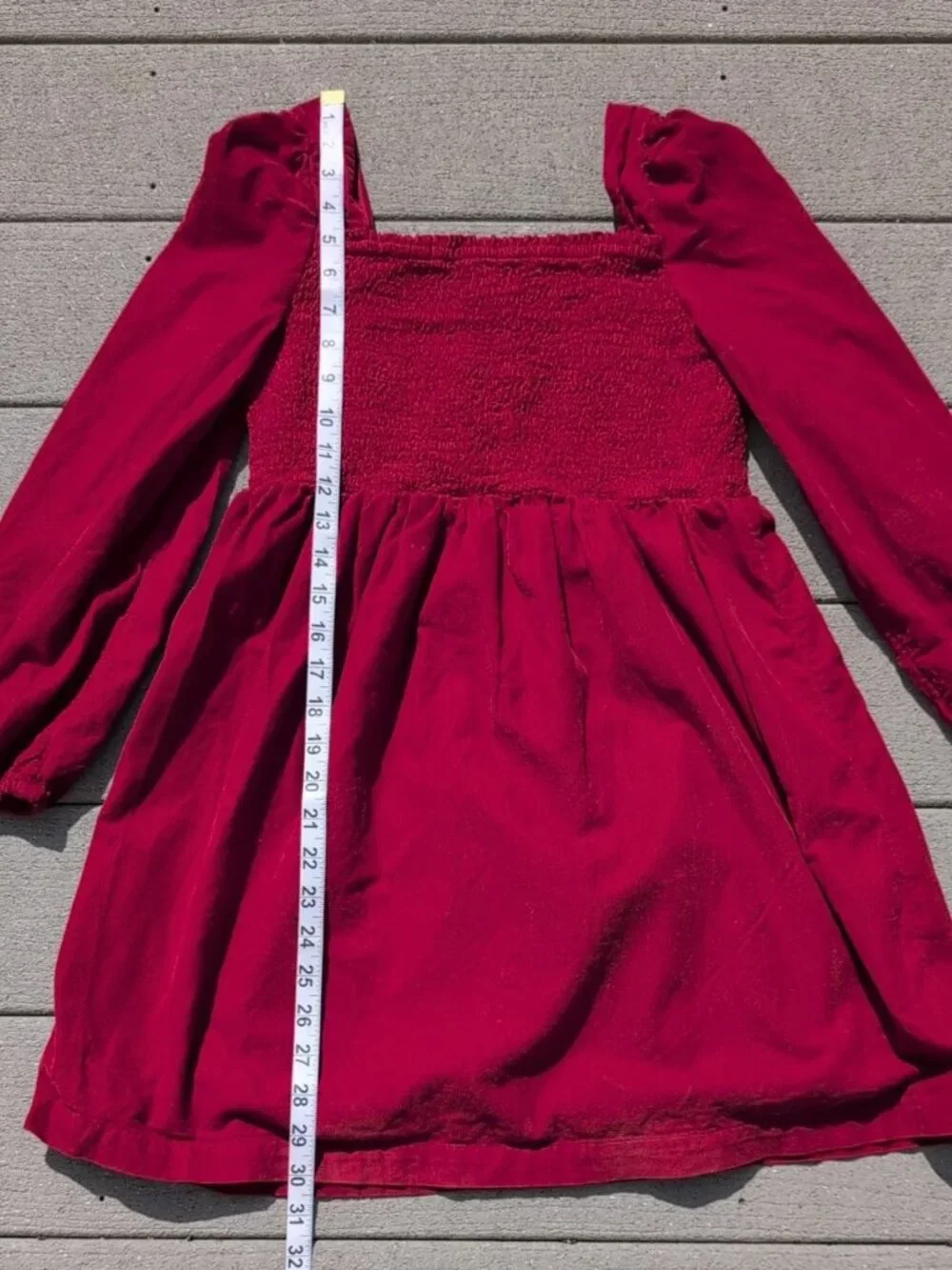 Gap Kids Smocked Corduroy Long Sleeve Dress | Girls Red Dress